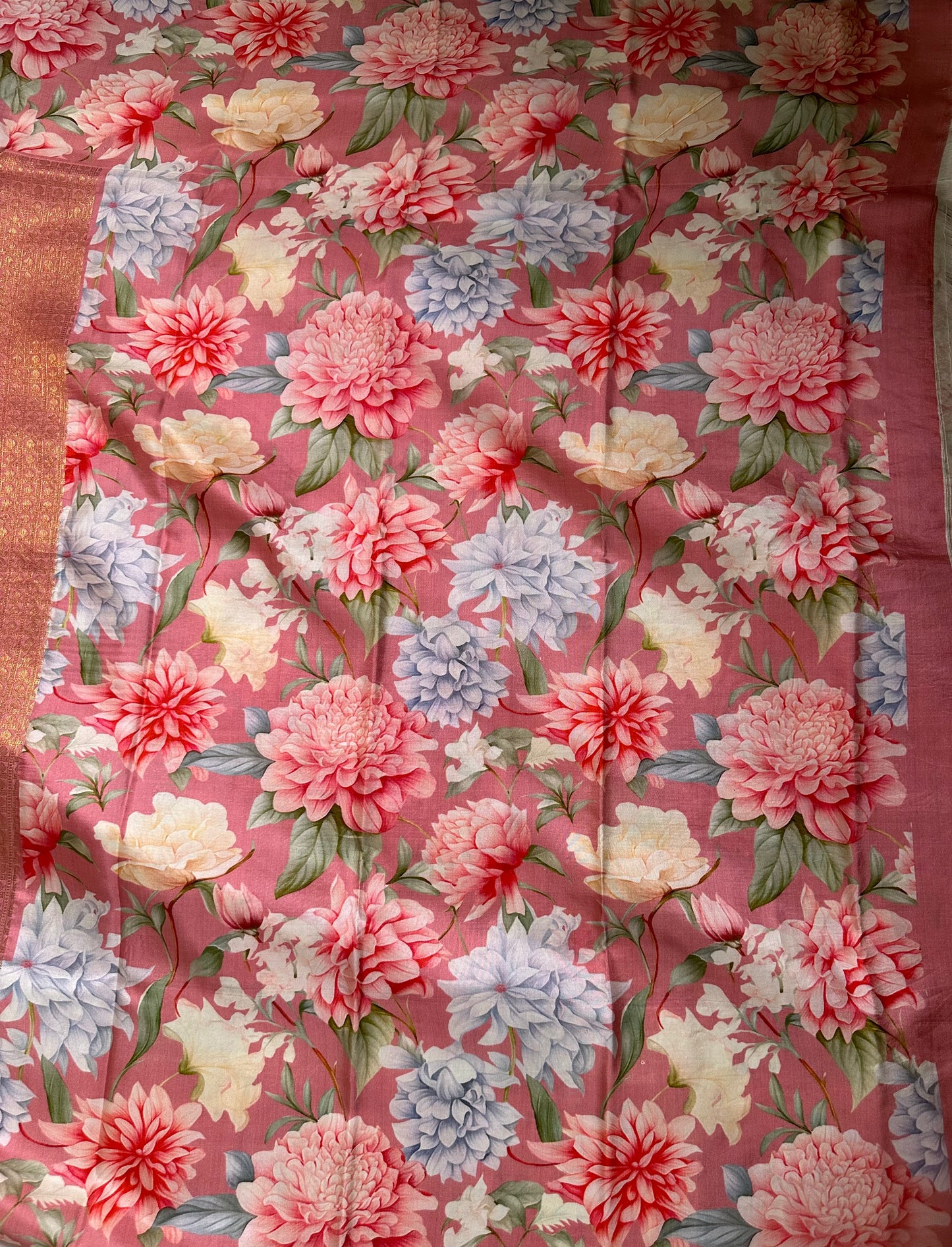 Pink Digital Print Pure Kanchi Silk Saree