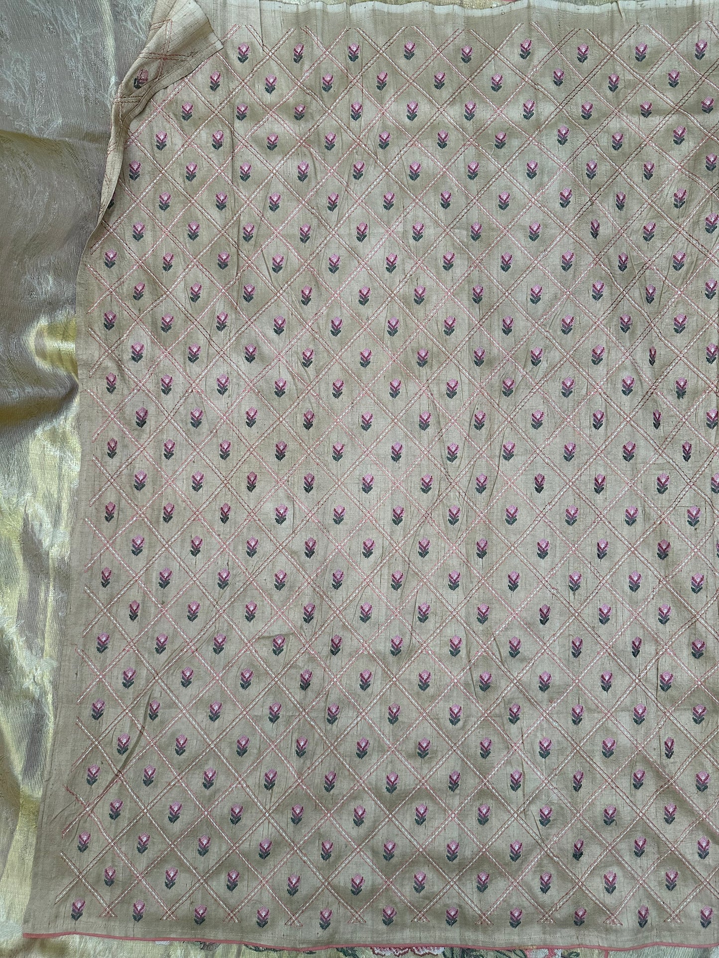 Pure Kanjeevaram Tissue Embroidery Saree