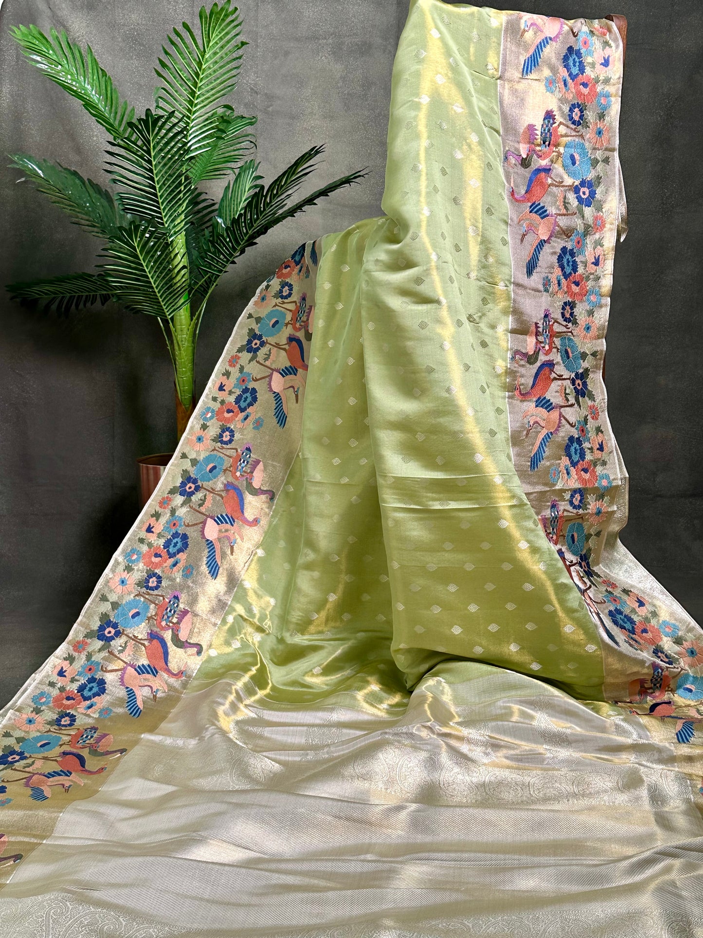 Kanchi Tissue Soft Silk Saree - Green