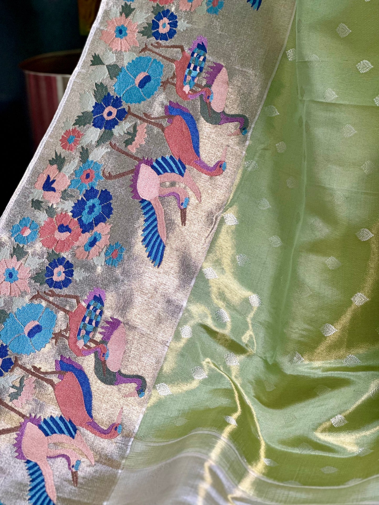 Kanchi Tissue Soft Silk Saree - Green