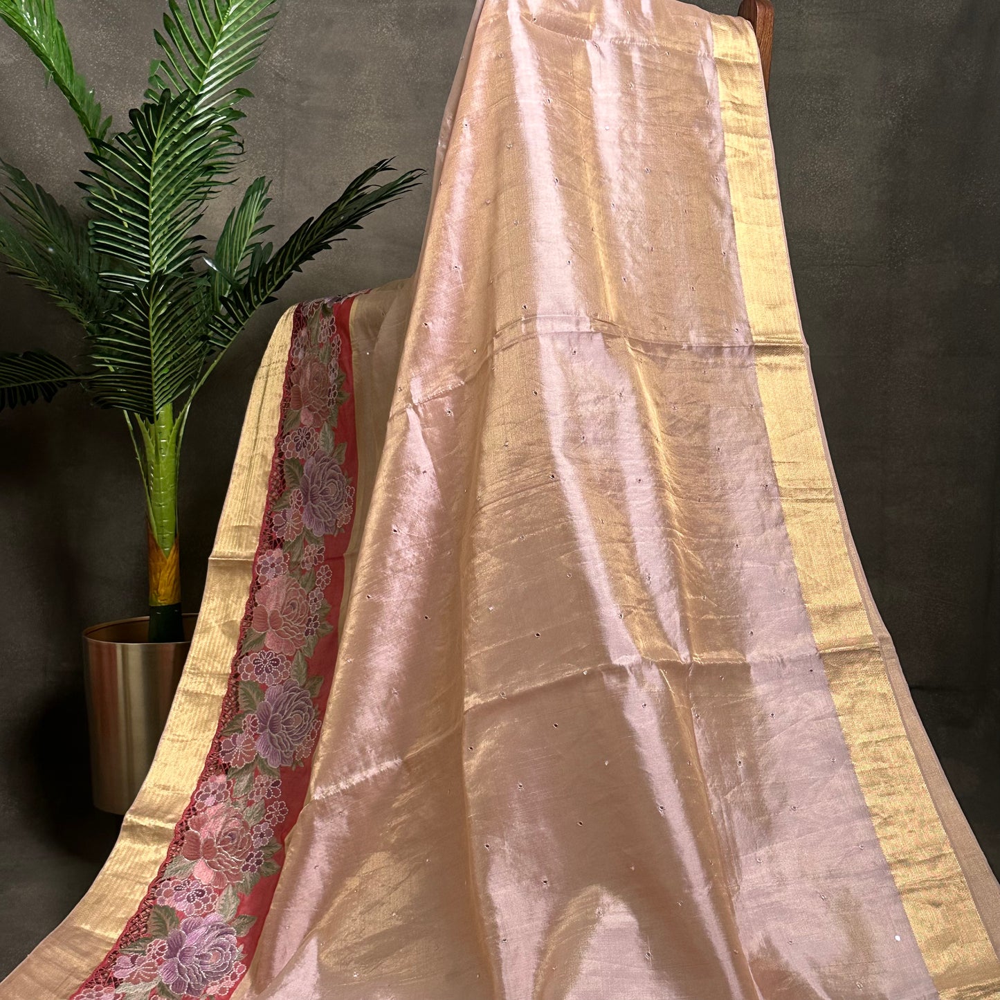 Kanchi Cutwork Embroidery Saree with Allover mirror work