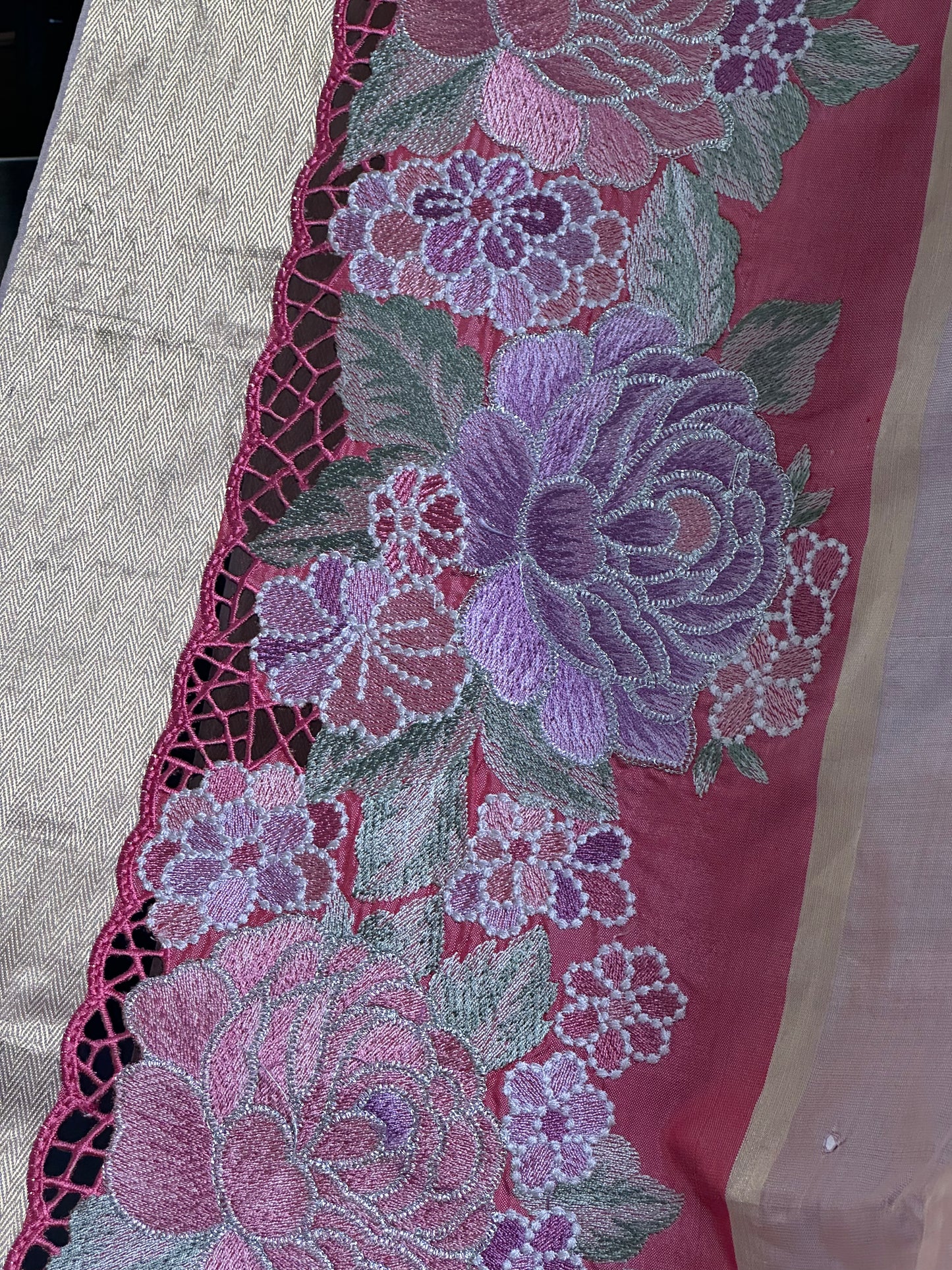 Kanchi Cutwork Embroidery Saree with Allover mirror work