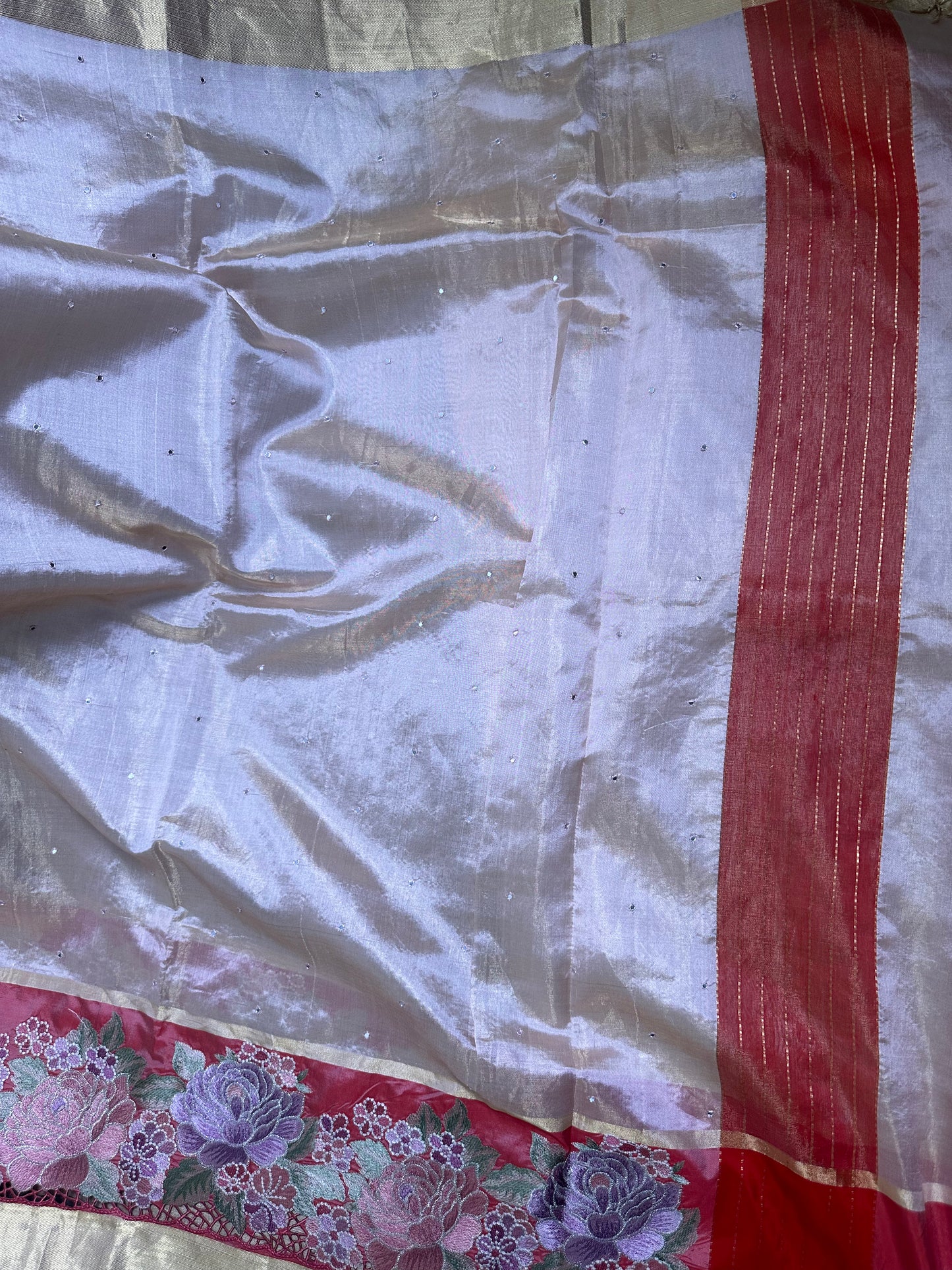 Kanchi Cutwork Embroidery Saree with Allover mirror work