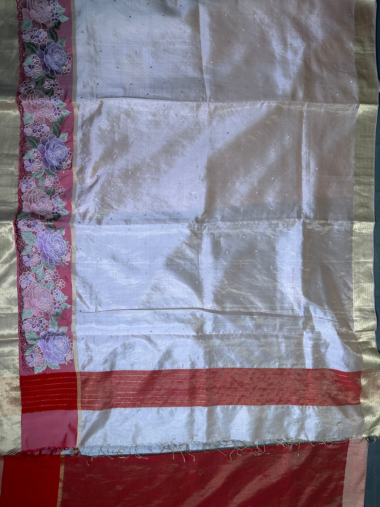 Kanchi Cutwork Embroidery Saree with Allover mirror work