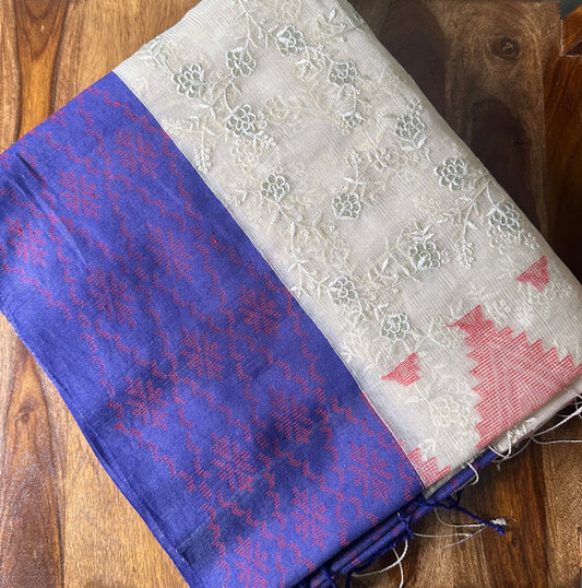 Tissue Self Embroidery Saree