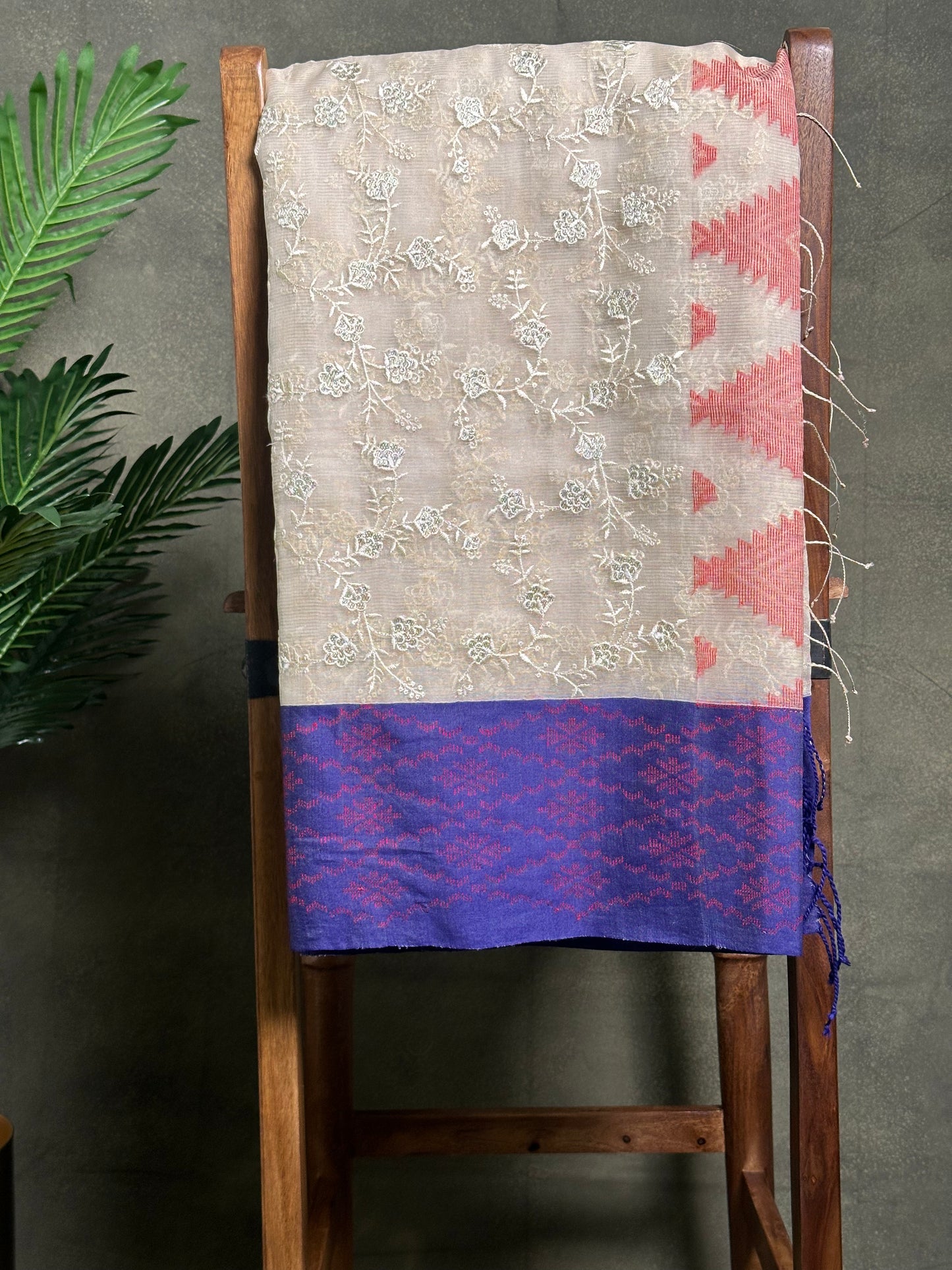 Tissue Self Embroidery Saree