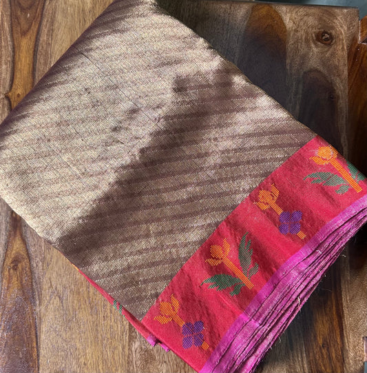 Pure Zari Kota Double Tissue Copper Saree (Pre-Order)