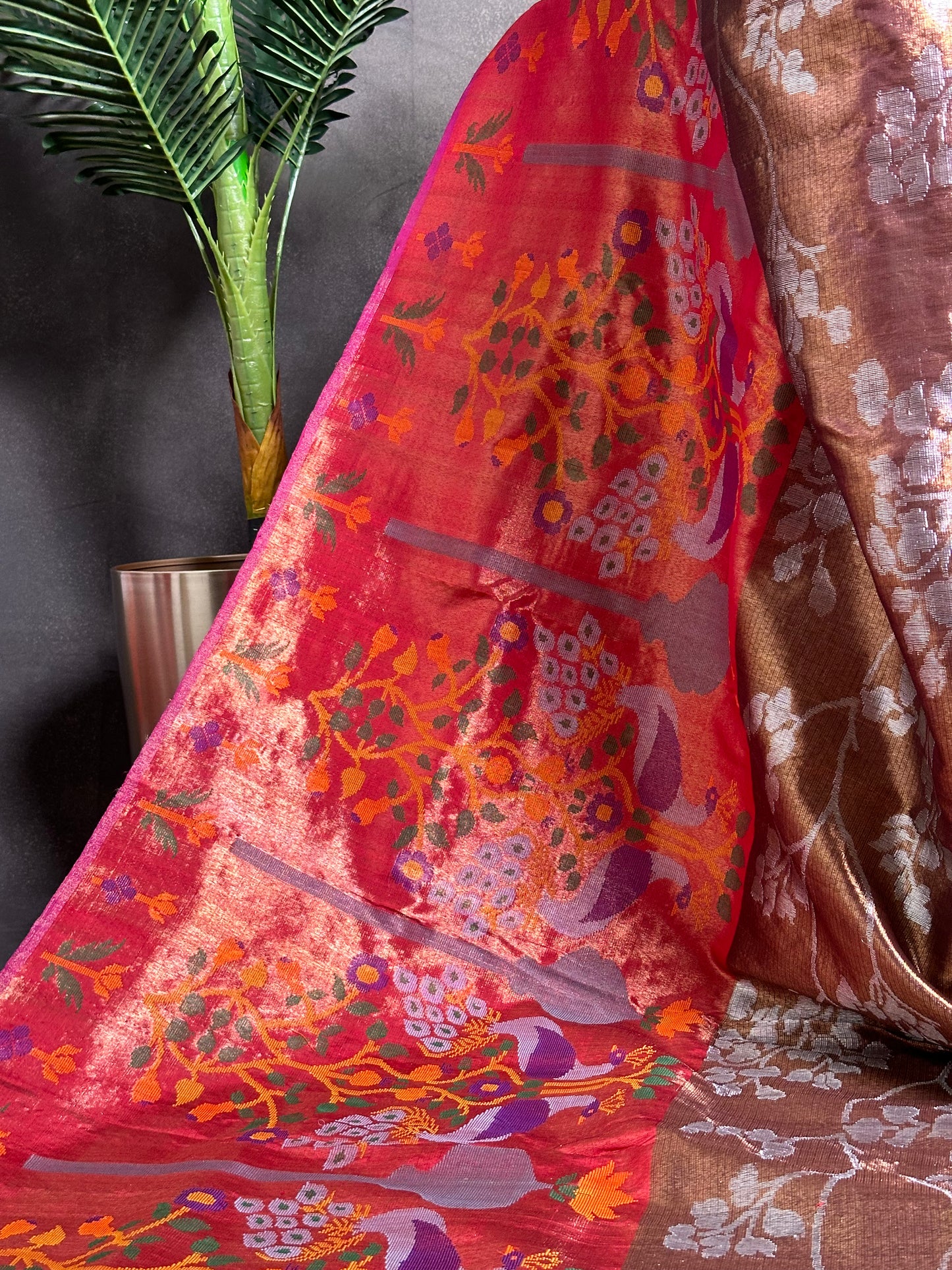 Pure Zari Kota Double Tissue Copper Saree (Pre-Order)