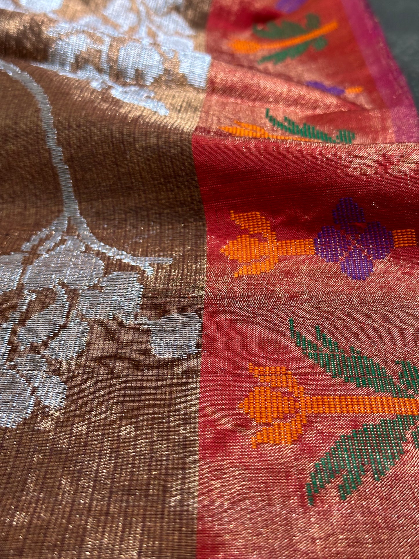 Pure Zari Kota Double Tissue Copper Saree (Pre-Order)