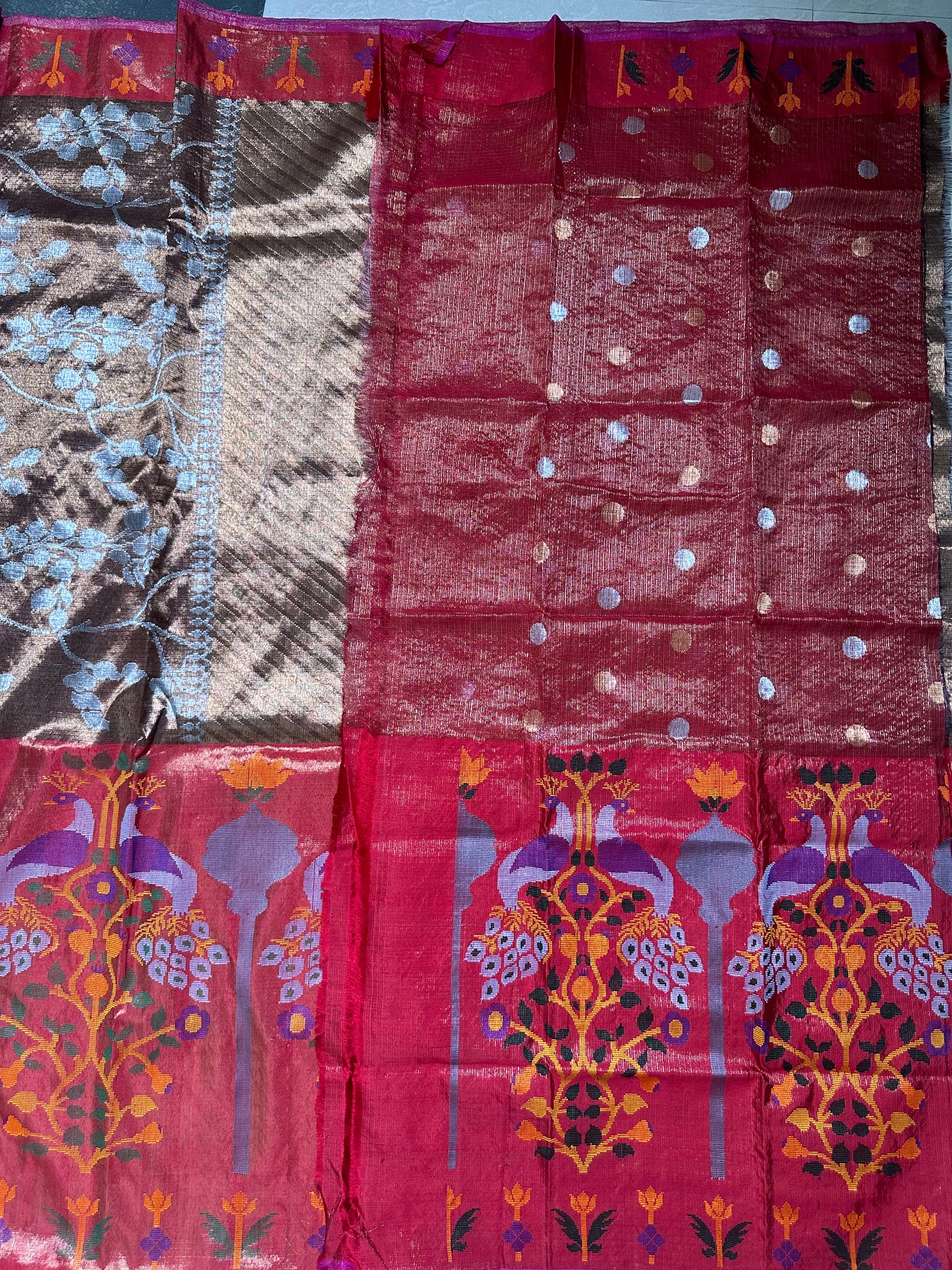 Pure Zari Kota Double Tissue Copper Saree (Pre-Order)