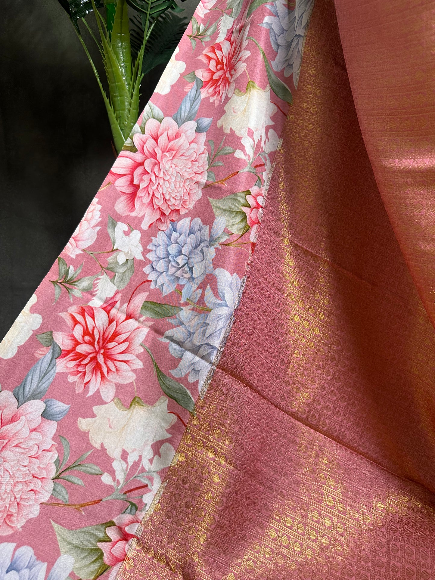 Pink Digital Print Pure Kanchi Silk Saree