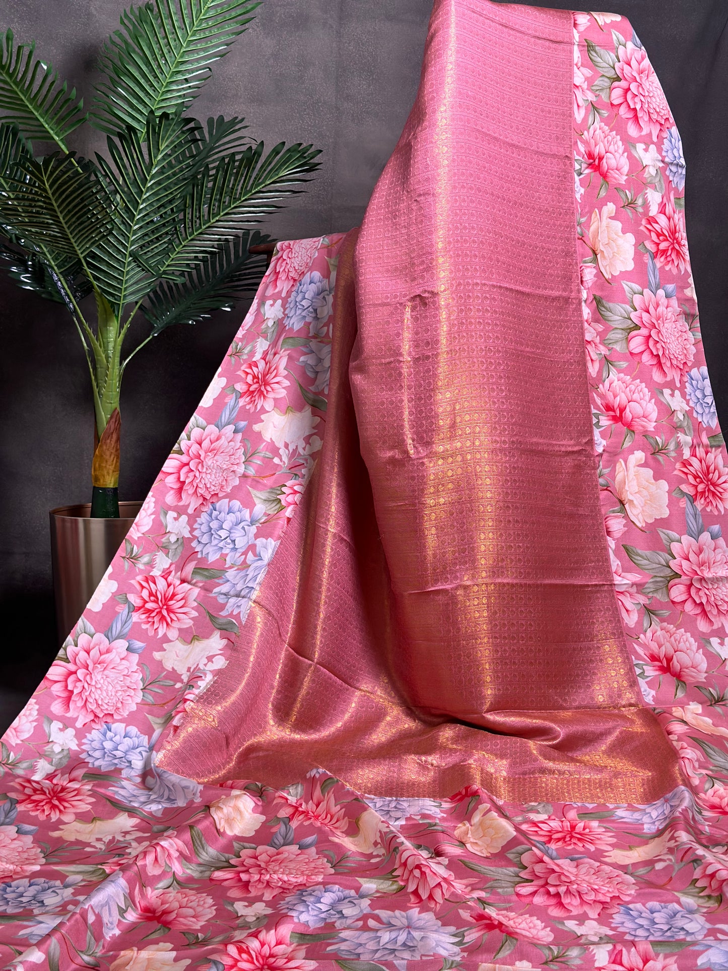 Pink Digital Print Pure Kanchi Silk Saree