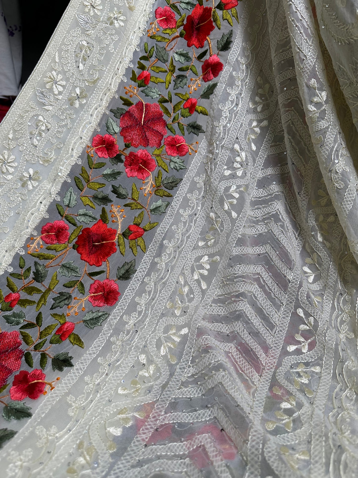 Parsigara Chikenkari Hand Embroidery Saree (Pre-Order)