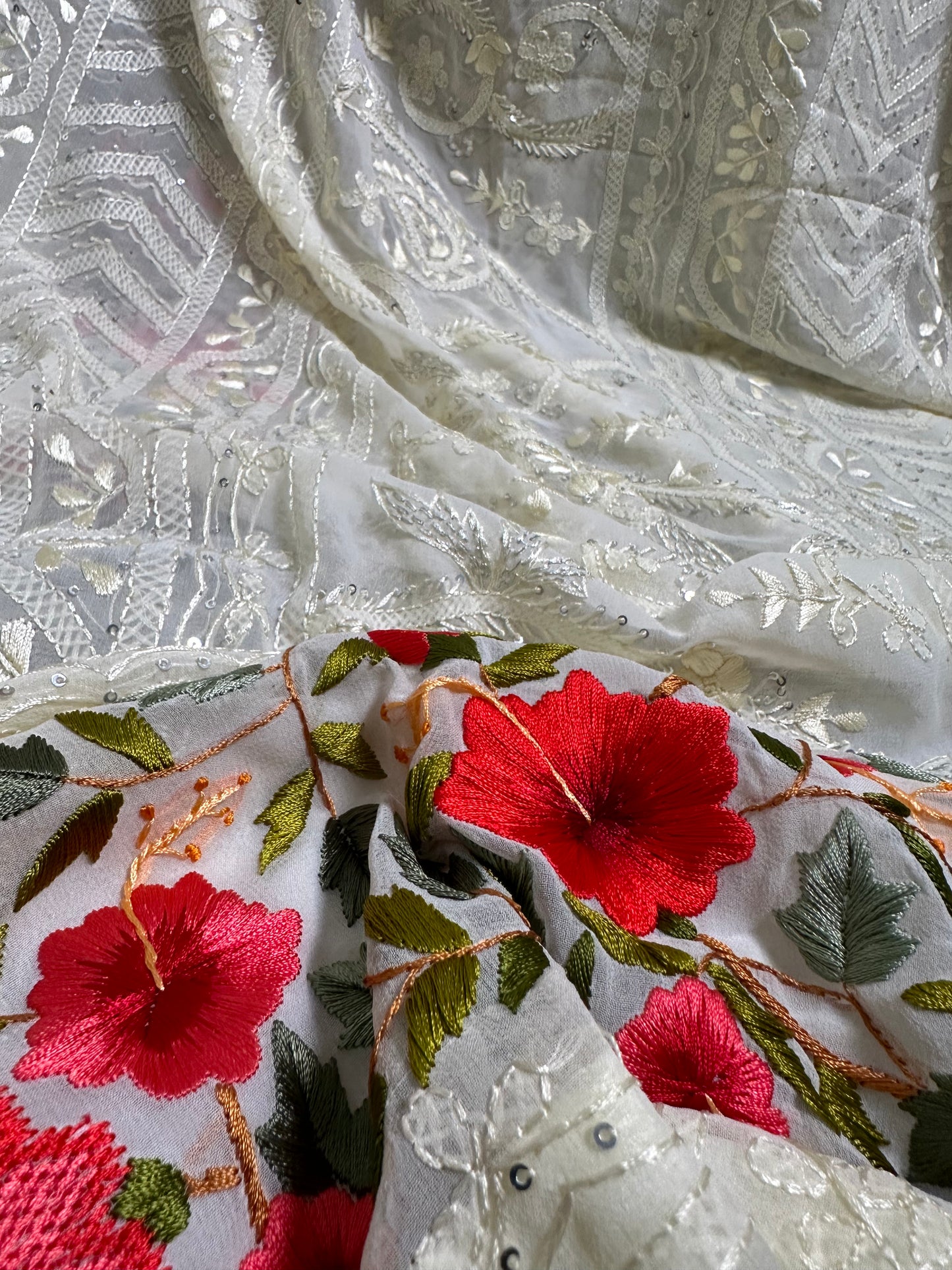 Parsigara Chikenkari Hand Embroidery Saree (Pre-Order)