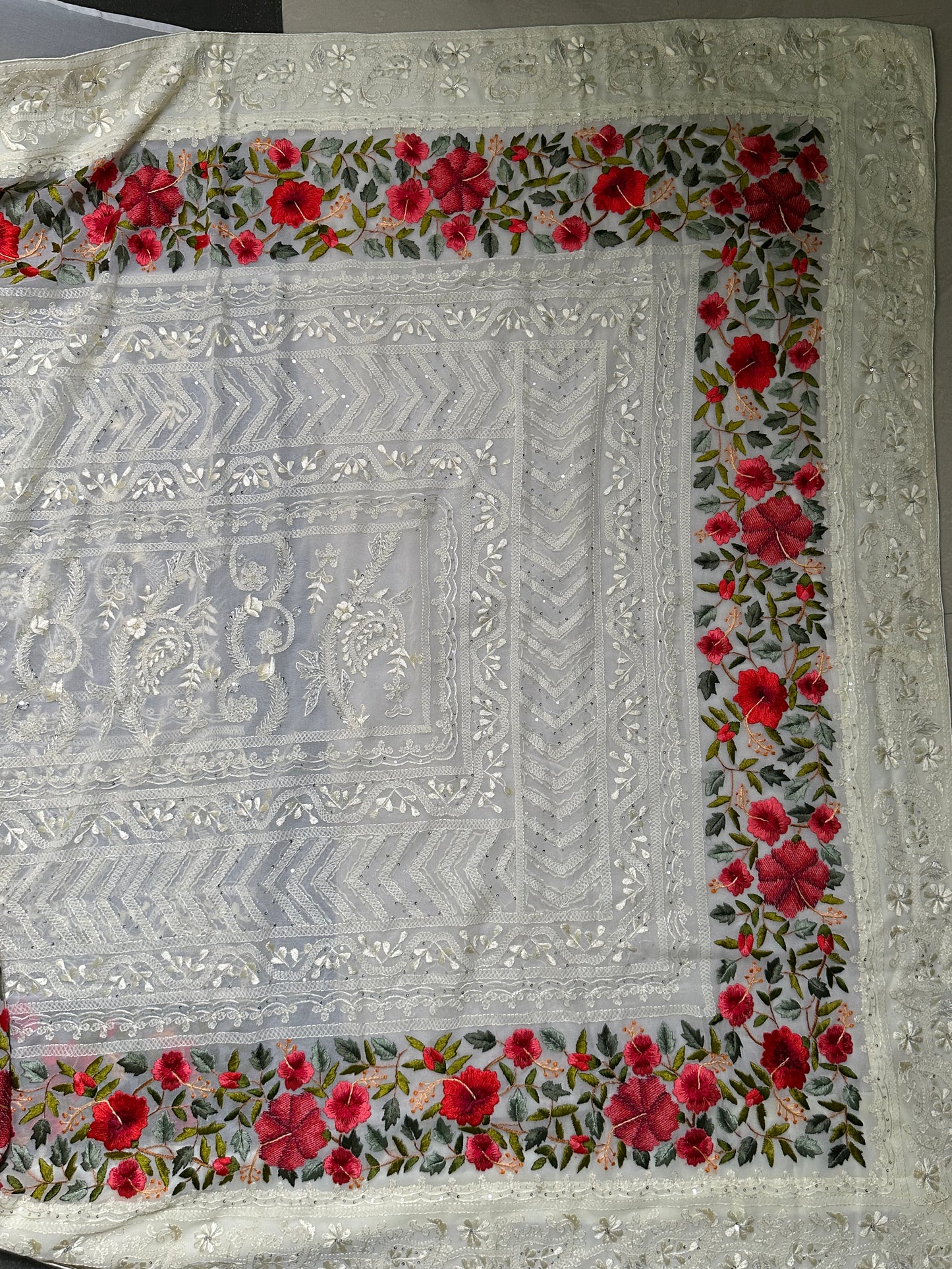 Parsigara Chikenkari Hand Embroidery Saree (Pre-Order)