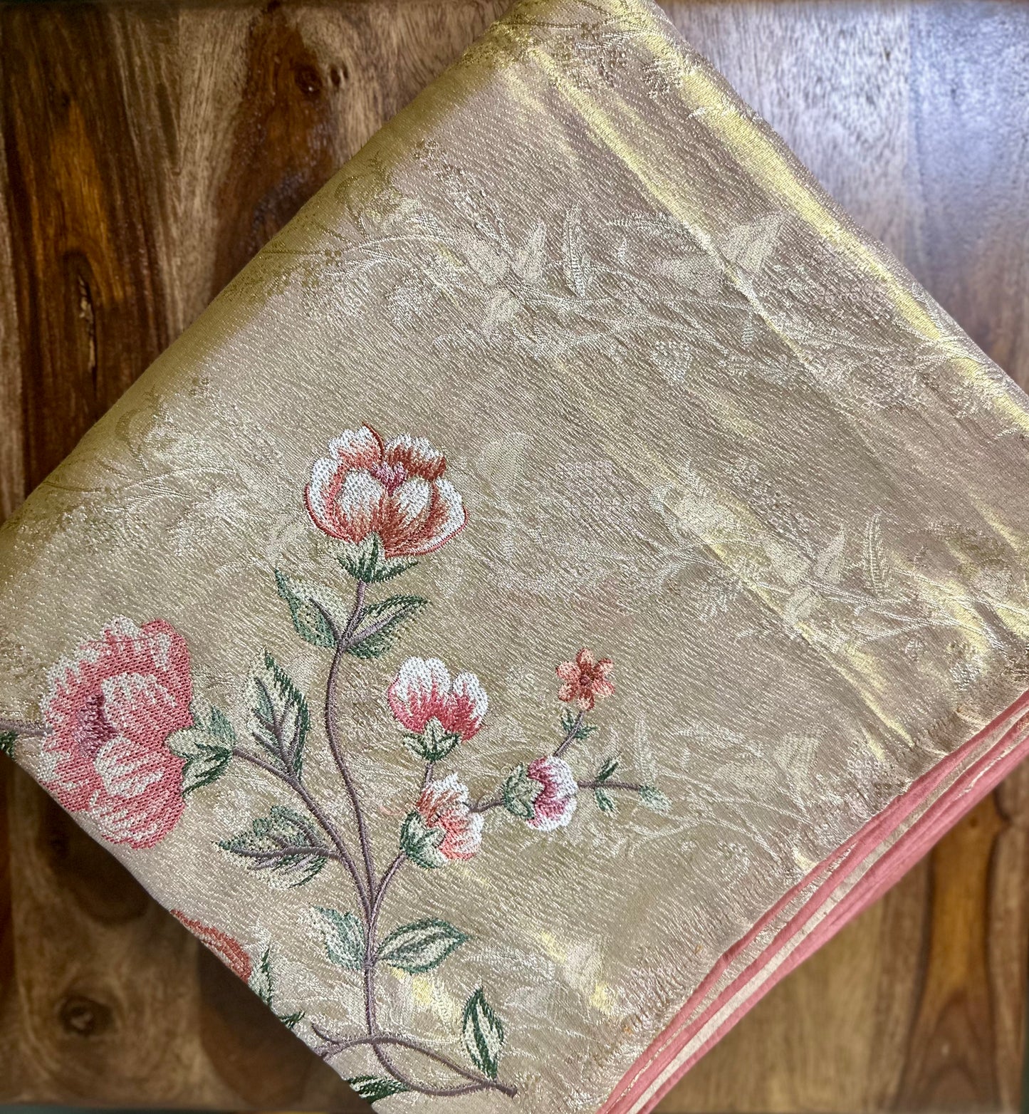 Pure Kanjeevaram Tissue Embroidery Saree