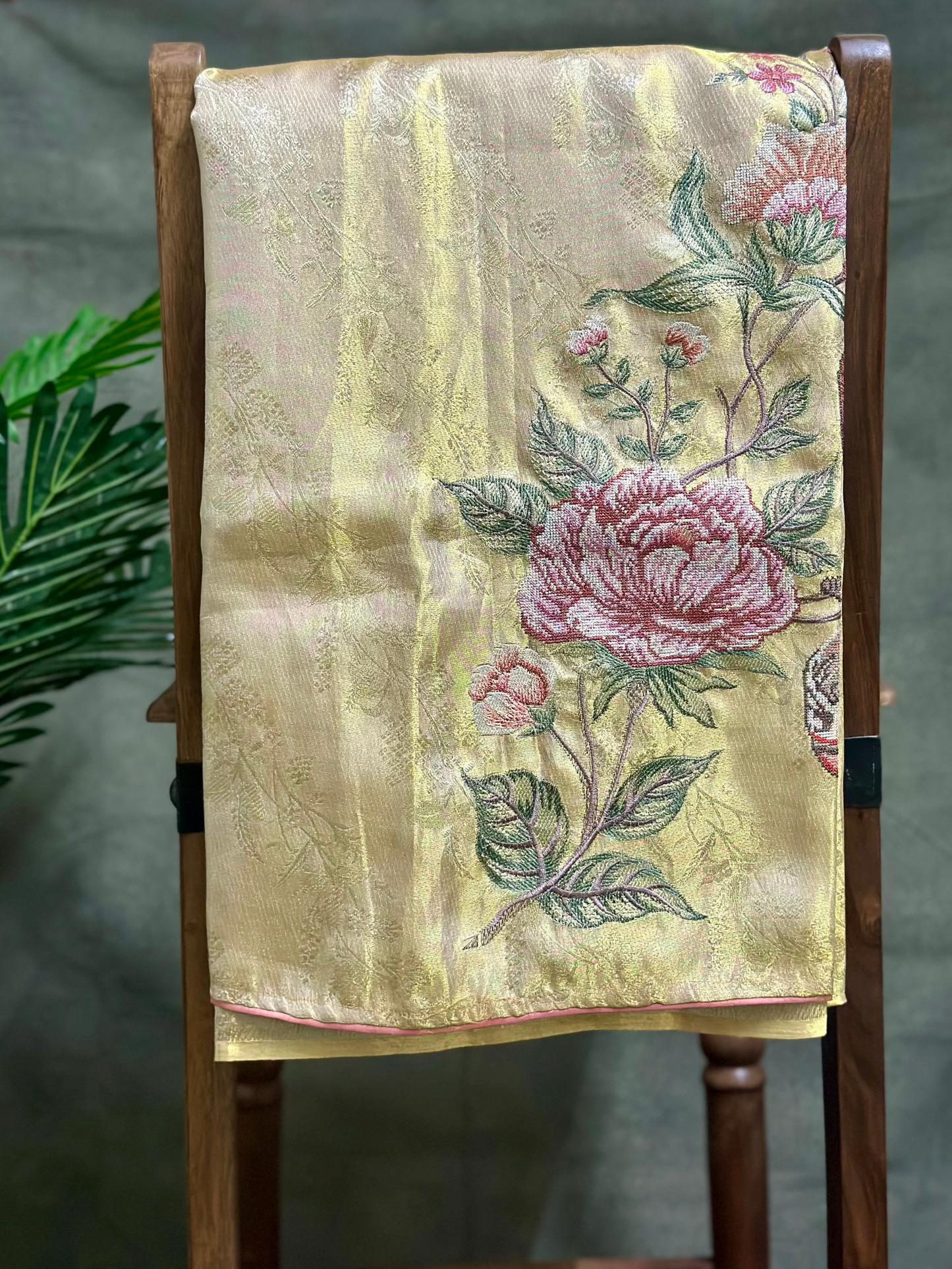 Pure Kanjeevaram Tissue Embroidery Saree