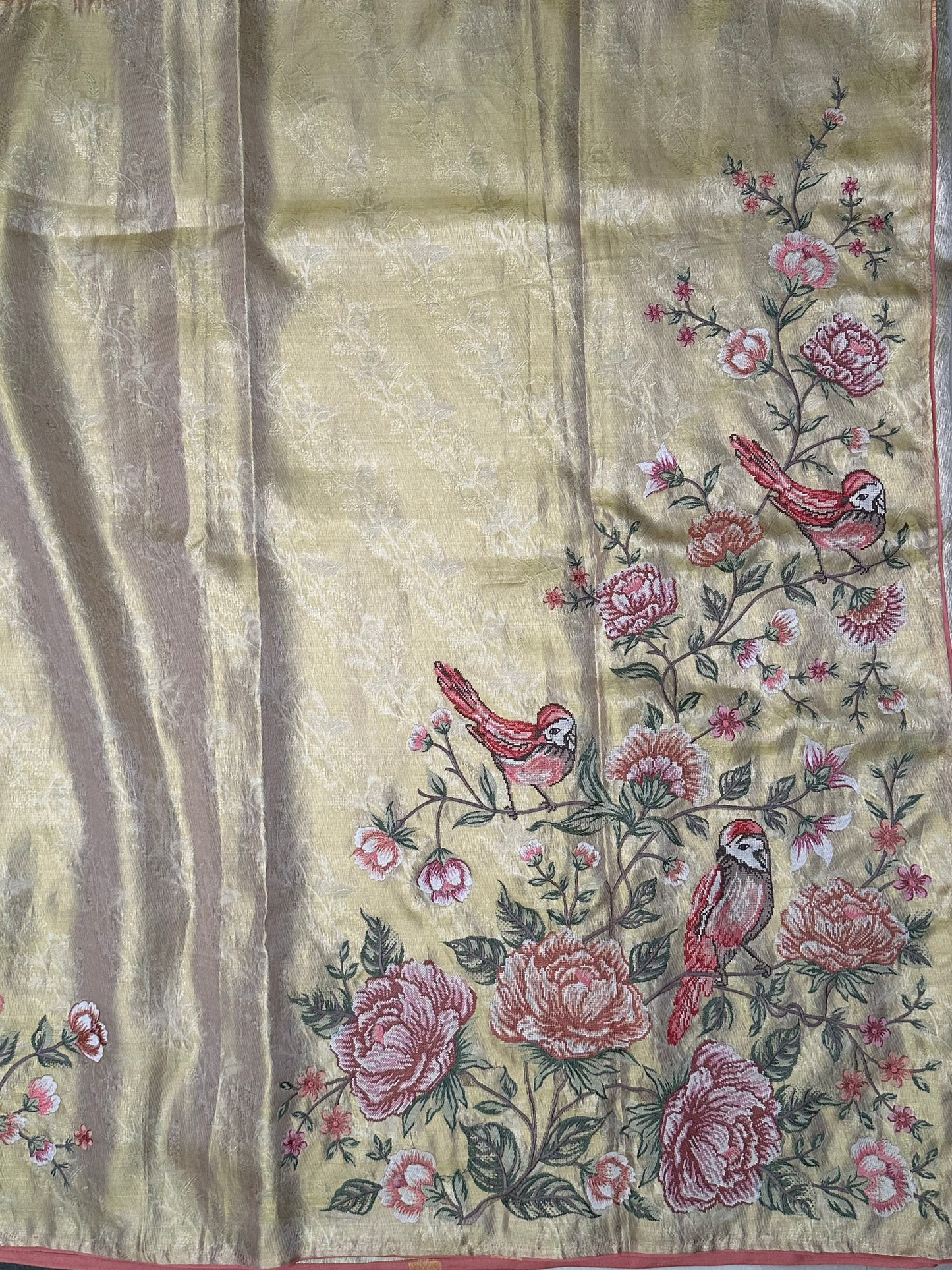 Pure Kanjeevaram Tissue Embroidery Saree